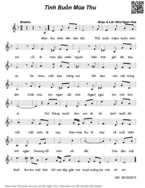 Sheet PDF of Tình buồn mùa thu