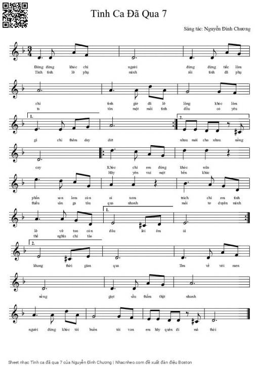Sheet PDF of Tình ca đã qua 7