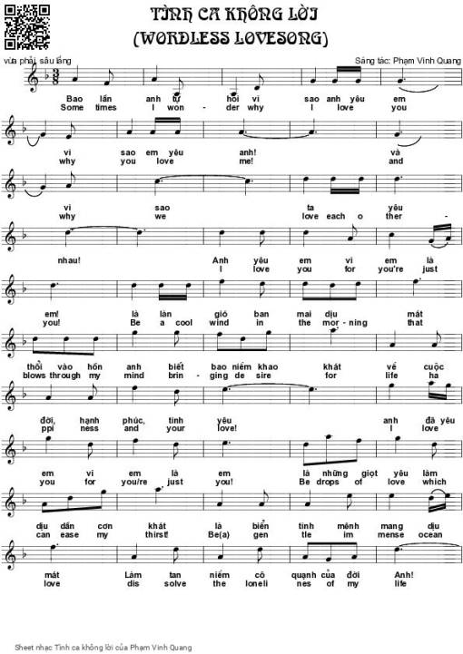 Sheet PDF of Tình ca không lời