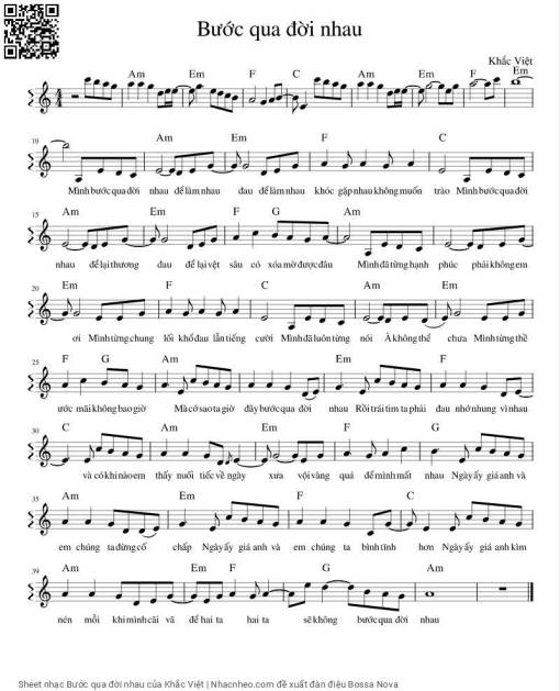 Sheet PDF of Bước qua đời nhau