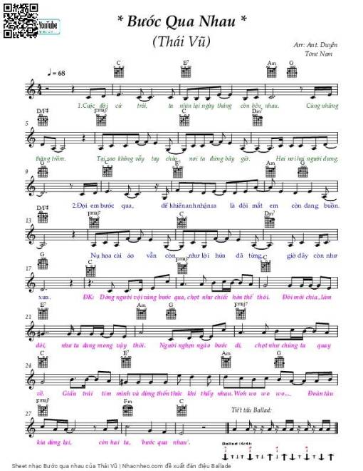 Sheet PDF of Bước qua nhau