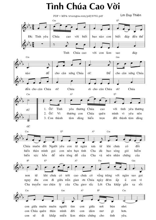 Sheet PDF of Tình Chúa cao vời