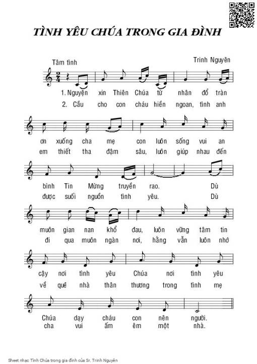 Sheet PDF of Tình Chúa trong gia đình
