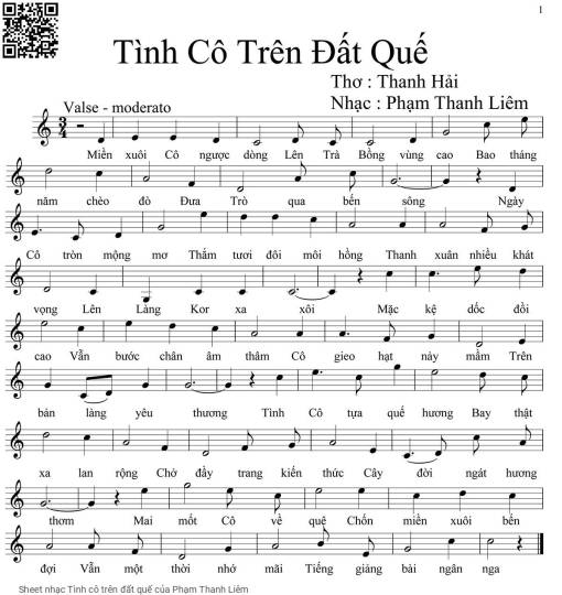 Sheet PDF of Tình cô trên đất quế