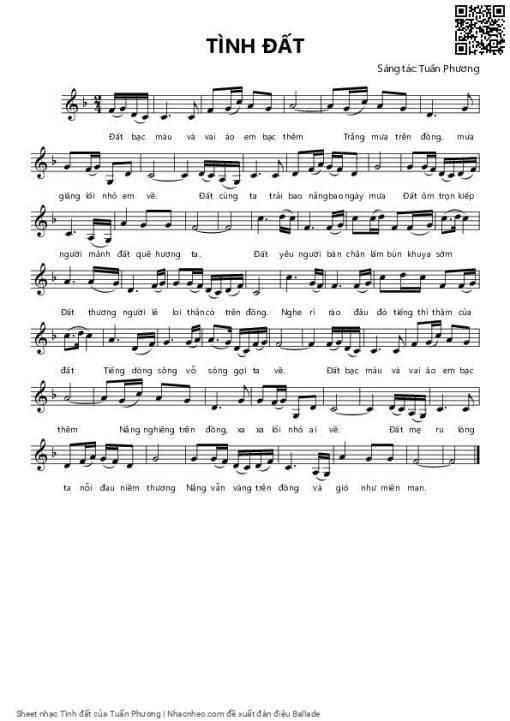 Sheet PDF of Tình đất - Tuấn Phương