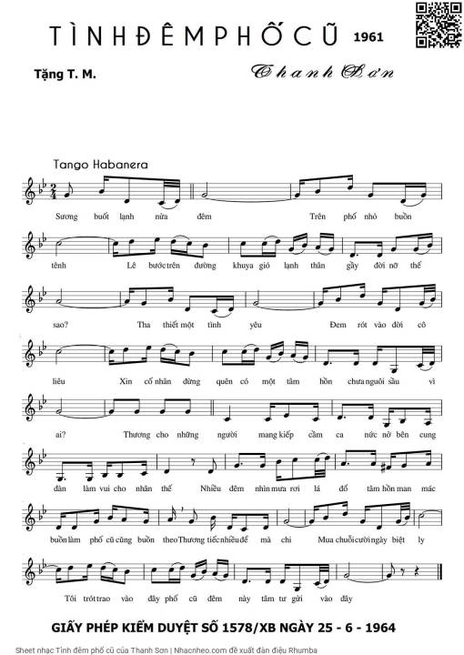 Sheet PDF of Tình đêm phố cũ