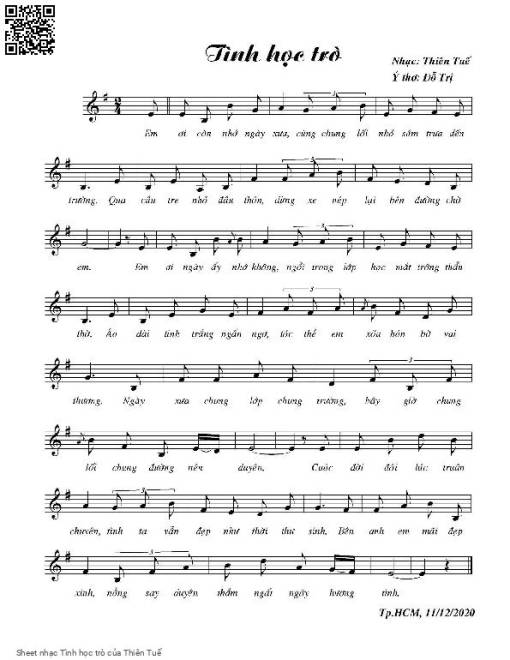 Sheet PDF of Tình học trò