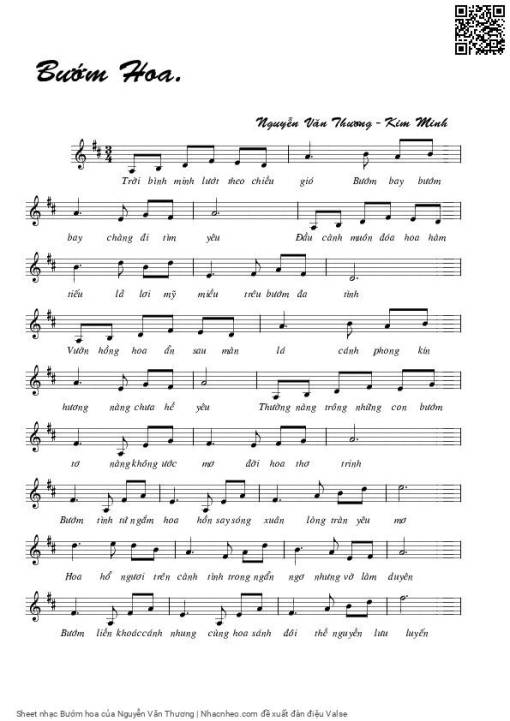 Sheet PDF of Bướm hoa - Nguyễn Văn Thương