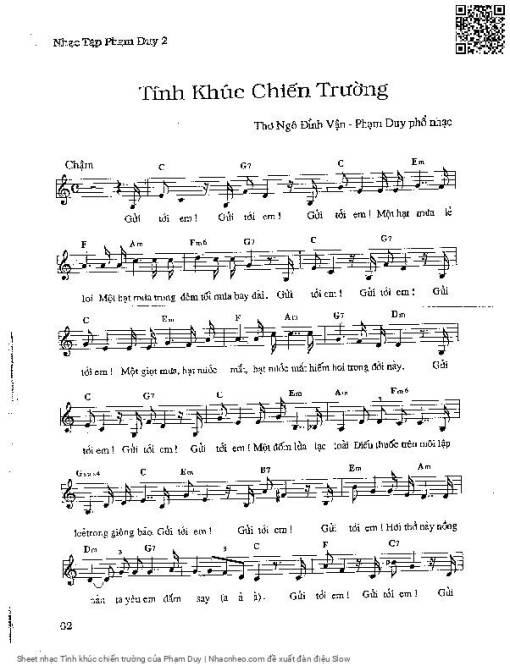 Sheet PDF of Tình khúc chiến trường
