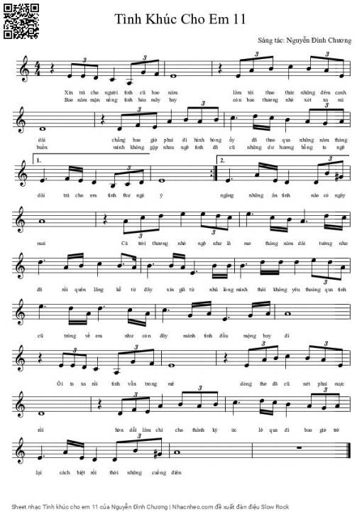 Sheet PDF of Tình khúc cho em 11