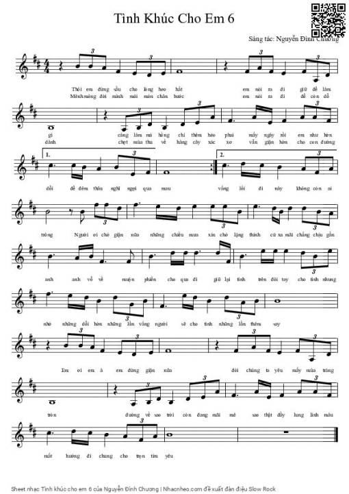 Sheet PDF of Tình khúc cho em 6