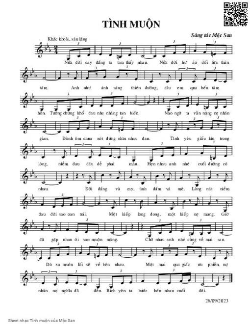 Sheet PDF of Tình muộn - Mộc San