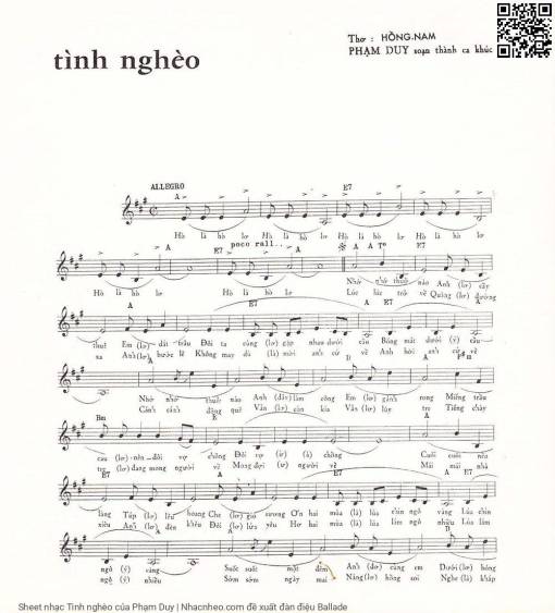Sheet PDF of Tình nghèo - Phạm Duy