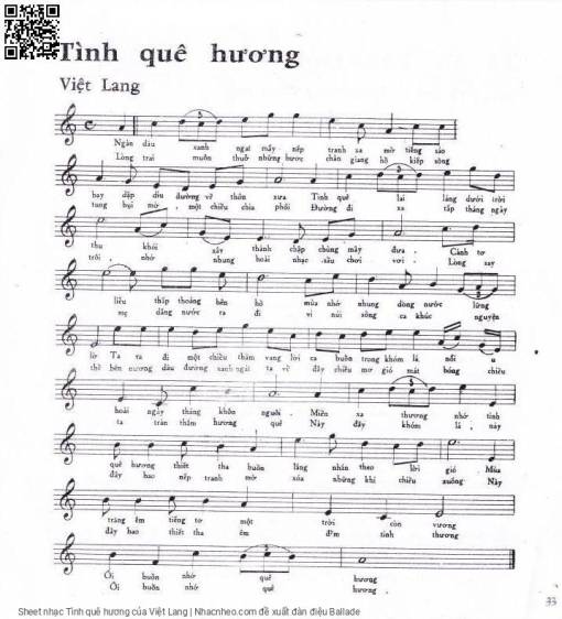 Sheet PDF of Tình quê hương