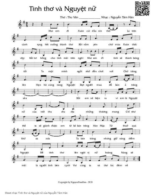 Sheet PDF of Tình thơ và Nguyệt nữ
