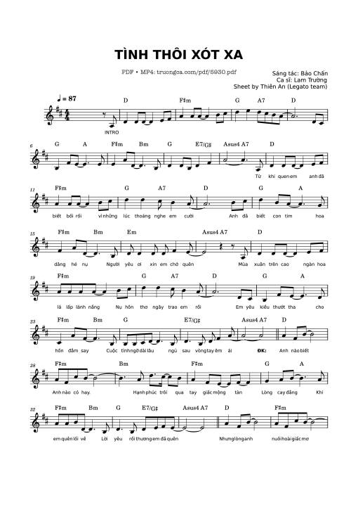 Sheet PDF of Tình thôi xót xa