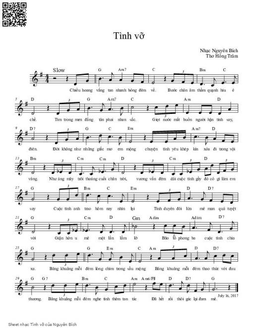 Sheet PDF of Tình vỡ - Nguyên Bích