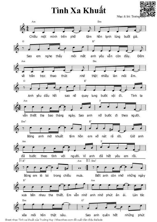 Sheet PDF of Tình xa khuất