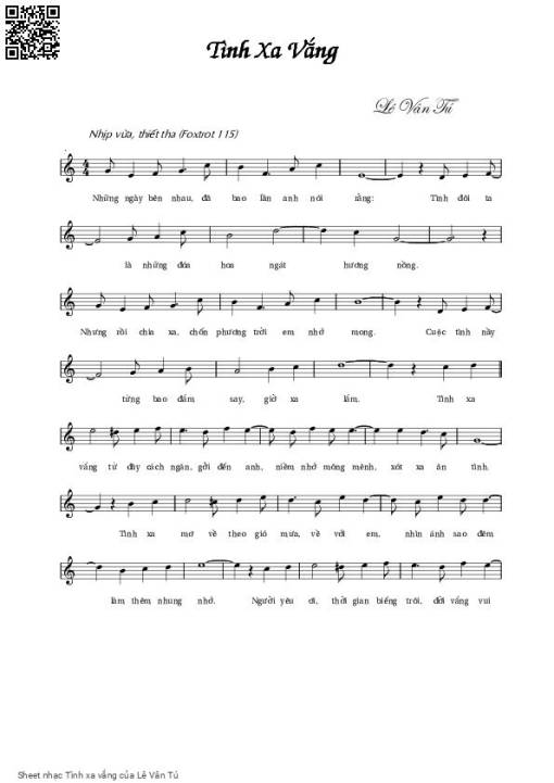 Sheet PDF of Tình xa vắng