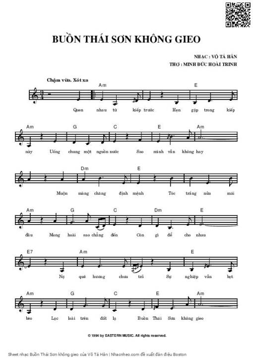 Sheet PDF of Buồn Thái Sơn không gieo