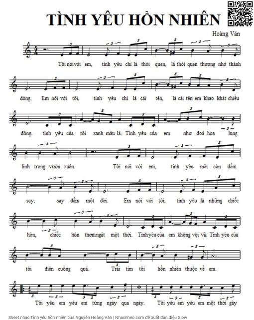 Sheet PDF of Tình yêu hồn nhiên