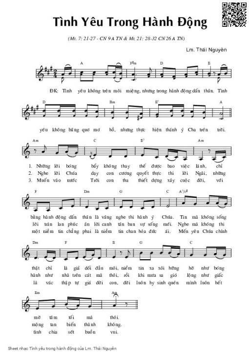 Sheet PDF of Tình yêu trong hành động