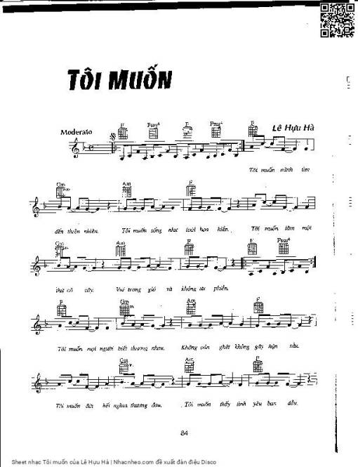 Sheet PDF of Tôi muốn - Lê Hựu Hà