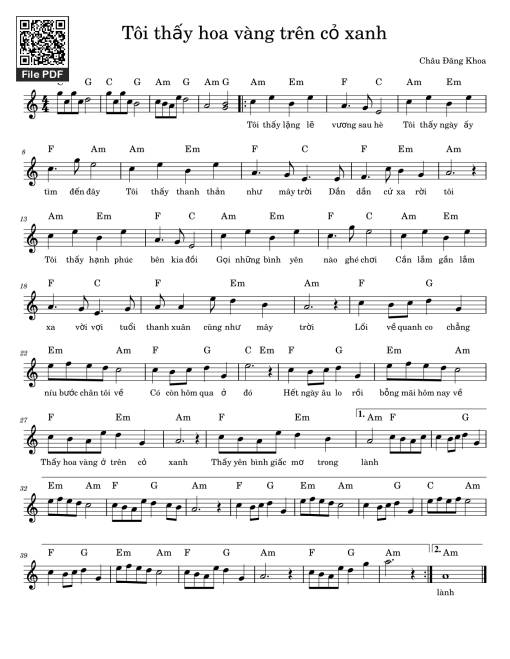 Tôi thấy hoa vàng trên cỏ xanh