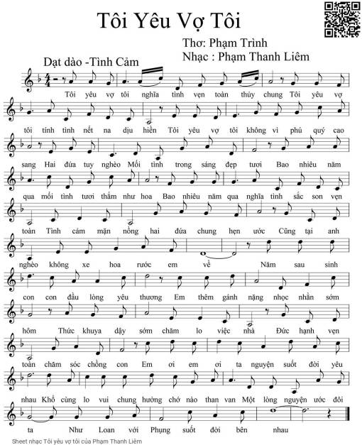 Sheet PDF of Tôi yêu vợ tôi