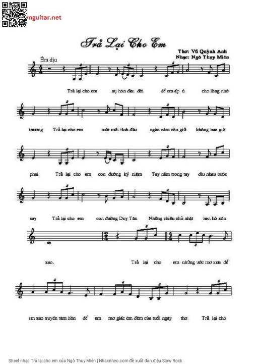 Sheet PDF of Trả lại cho em