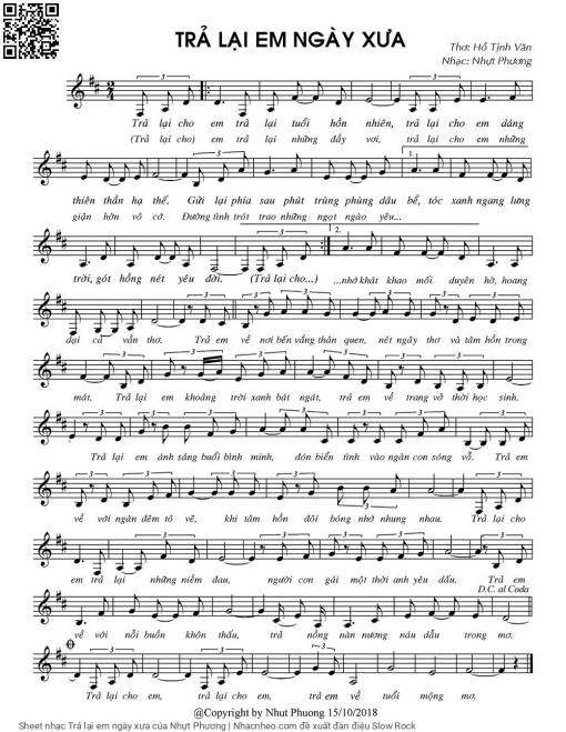 Sheet PDF of Trả lại em ngày xưa
