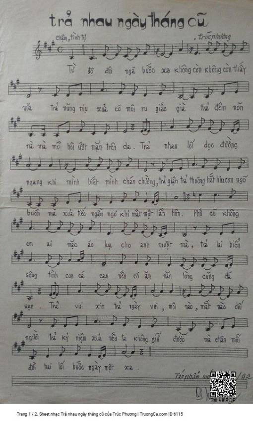 Sheet PDF of Trả nhau ngày tháng cũ