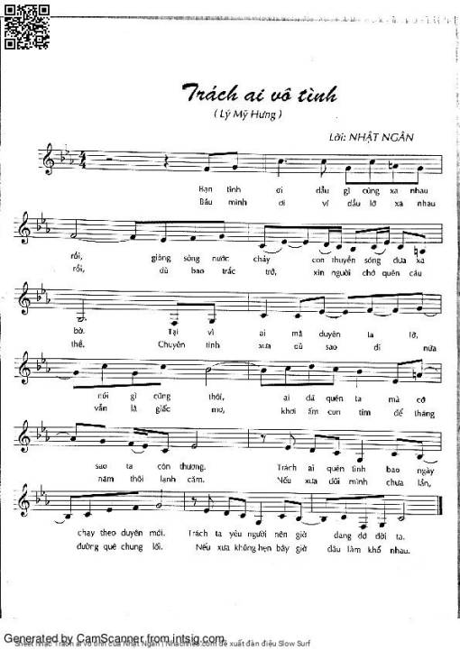 Sheet PDF of Trách ai vô tình