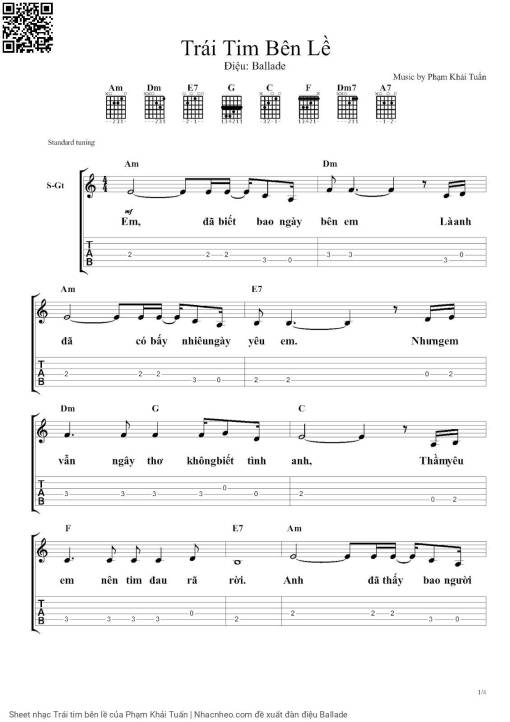 Sheet PDF of Trái tim bên lề