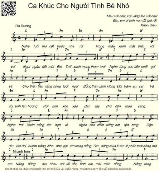 Sheet PDF of Ca khúc cho người tình bé nhỏ