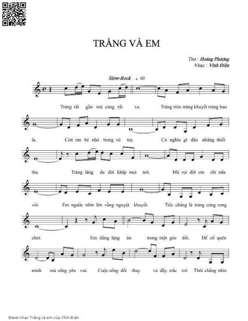 Sheet PDF of Trăng và em - Vĩnh Điện