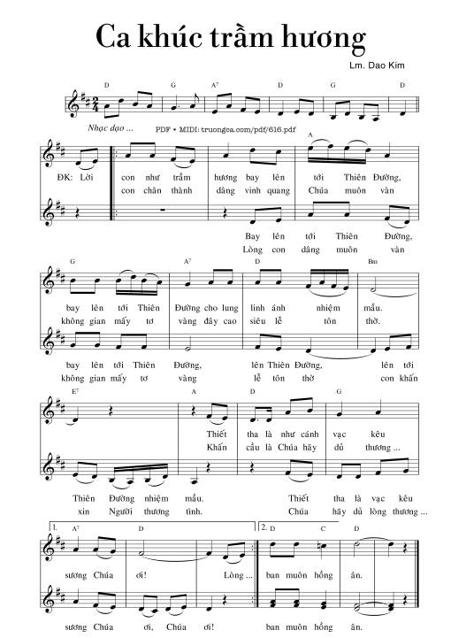 Sheet PDF of Ca khúc trầm hương