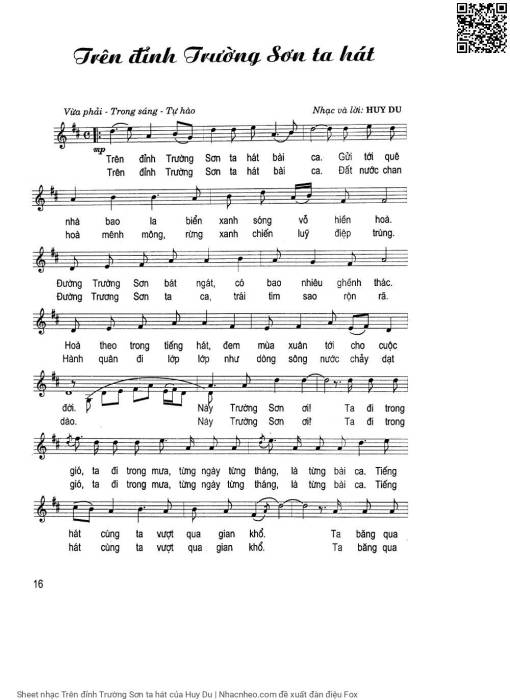 Sheet PDF of Trên đỉnh Trường Sơn ta hát