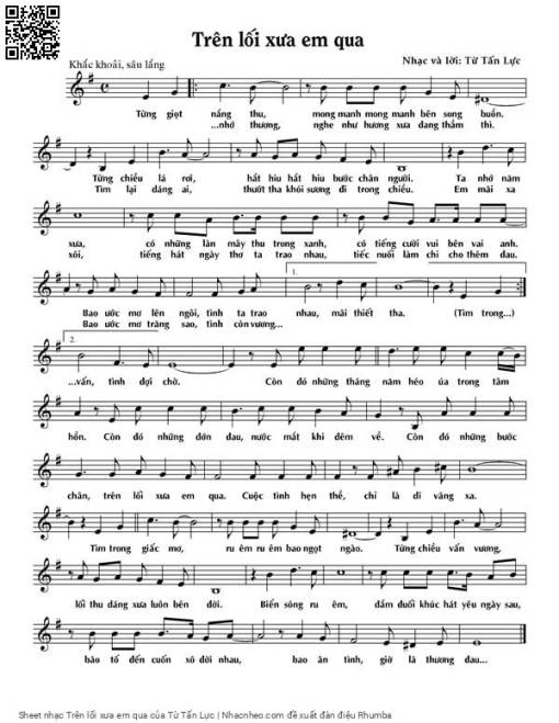 Sheet PDF of Trên lối xưa em qua
