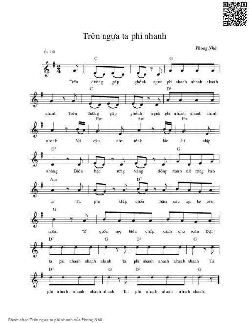 Sheet PDF of Trên ngựa ta phi nhanh