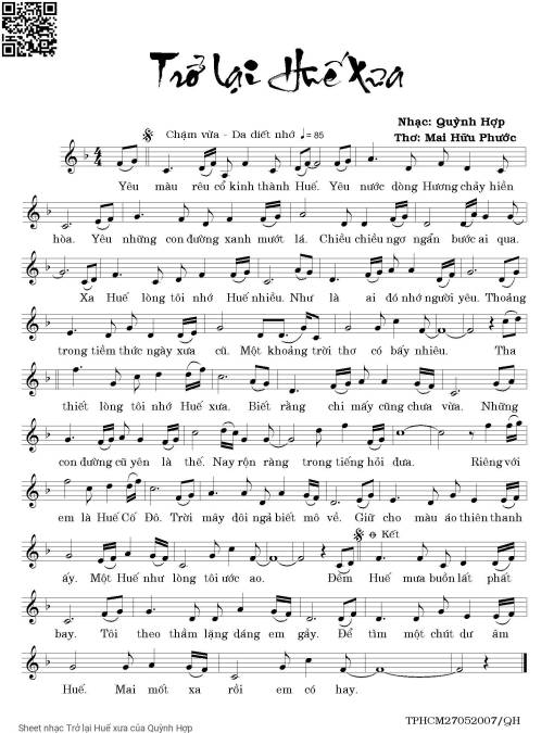 Sheet PDF of Trở lại Huế xưa