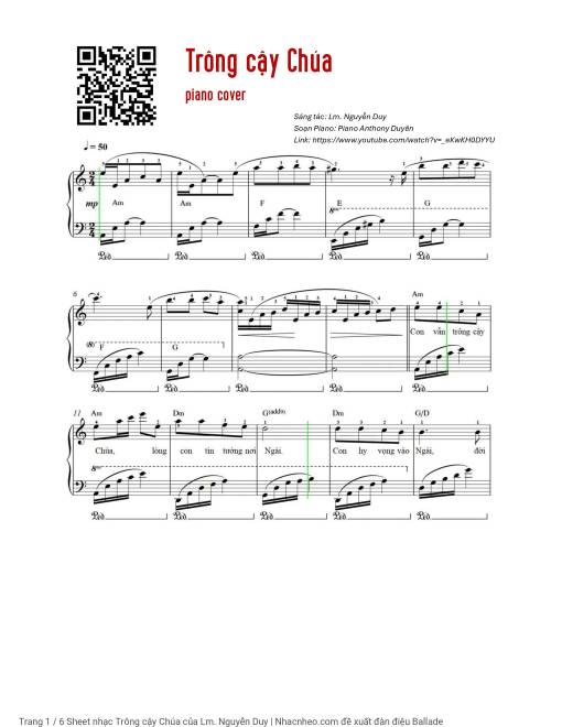 Sheet PDF of Trông cậy Chúa Piano solo