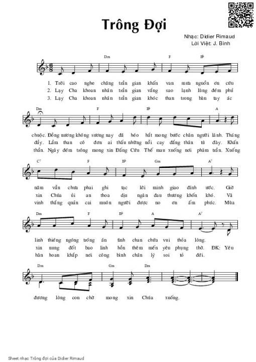 Sheet PDF of Trông đợi - Didier Rimaud