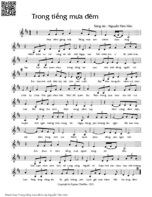 Sheet PDF of Trong tiếng mưa đêm
