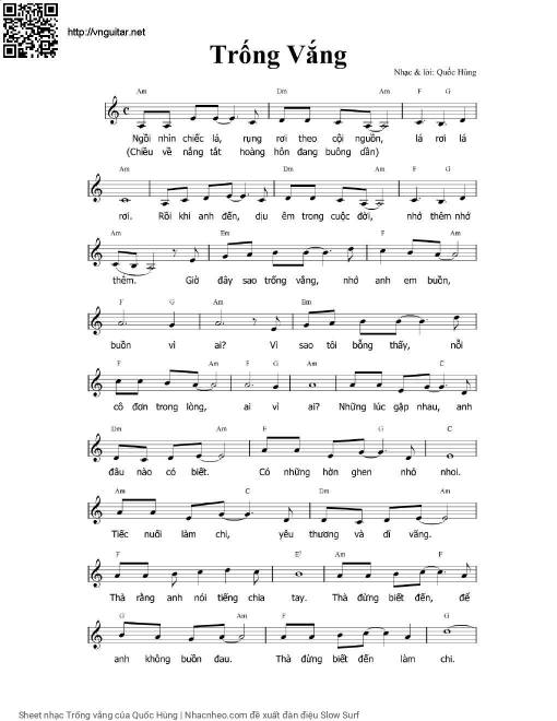 Sheet PDF of Trống vắng - Quốc Hùng