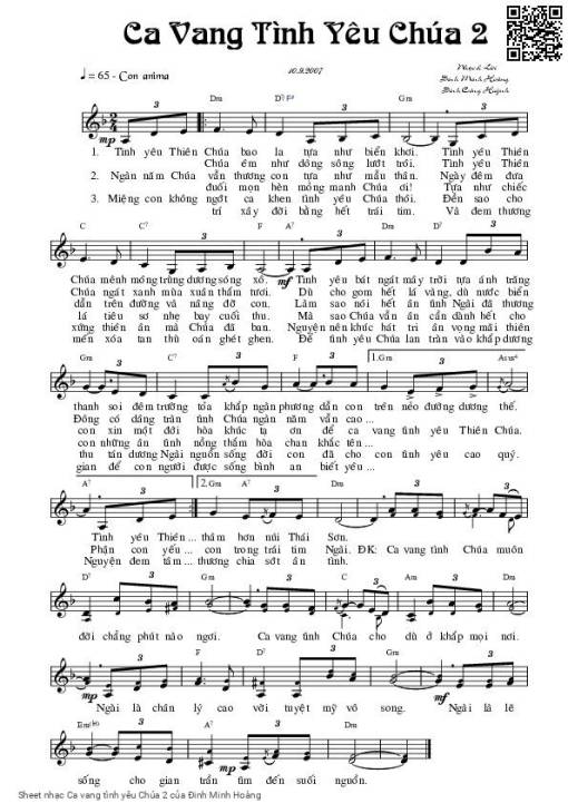 Sheet PDF of Ca vang tình yêu Chúa 2