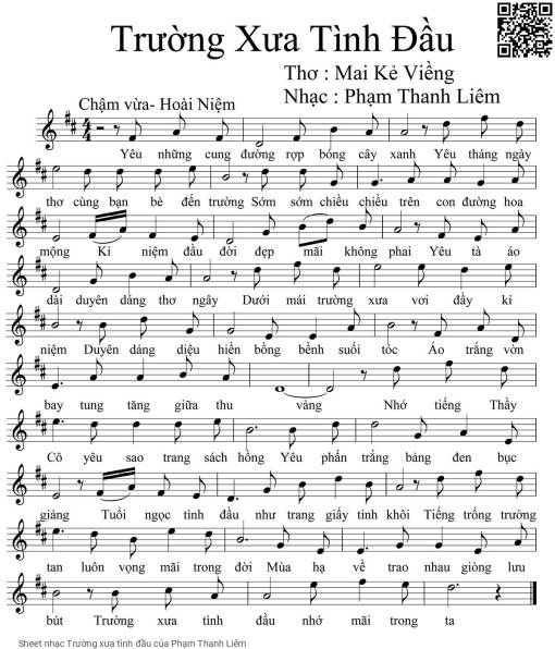 Sheet PDF of Trường xưa tình đầu