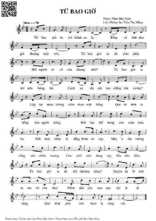 Sheet PDF of Từ bao giờ - Phan Bảo Nam