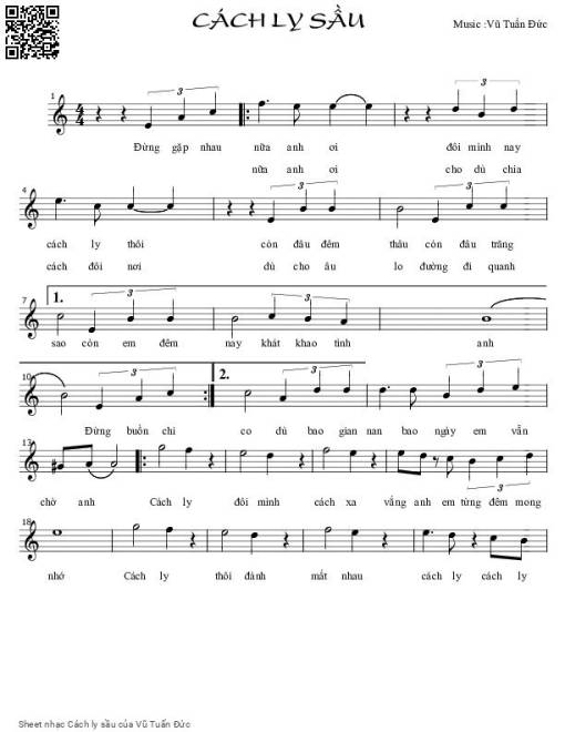 Sheet PDF of Cách ly sầu - Vũ Tuấn Đức