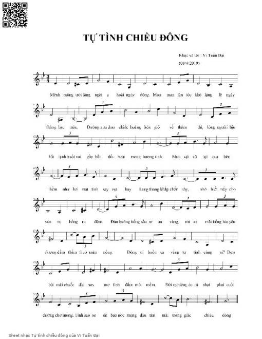 Sheet PDF of Tự tình chiều đông